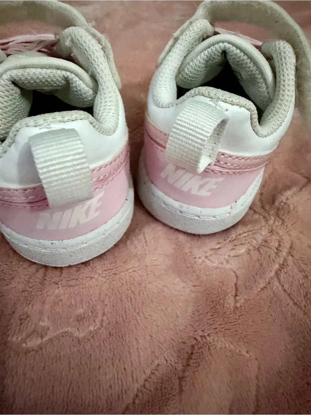 Nike Kids Pink and White Velcro Athletic Sneakers
